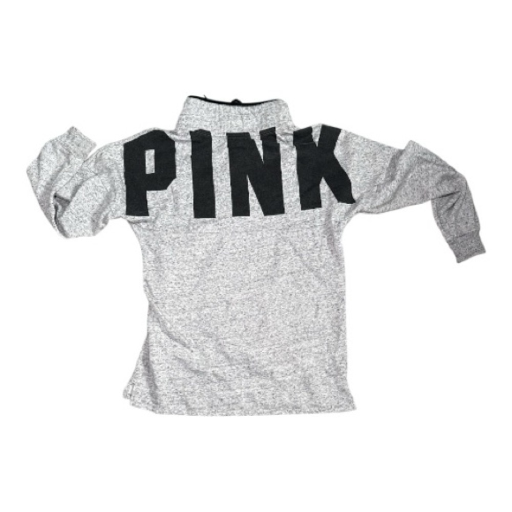 PINK Victoria's Secret BIG Pink Half-Zip Pullover Sweatshirt XS Gray